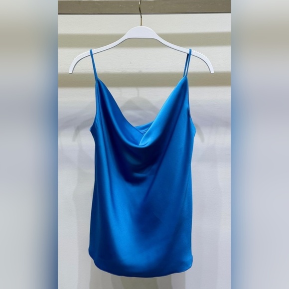 (9861-SOL-TRQ) SPAGHETTI STRAP COWL FRONT CAMI - Picture 1 of 5